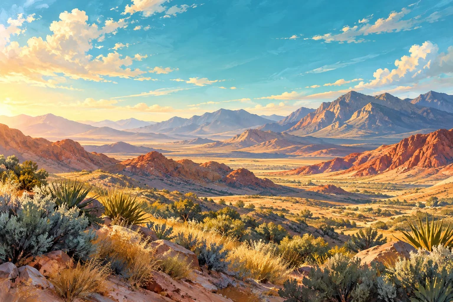 AI-generated desert landscape illustration for the Cadence guide; not an actual community photograph.
