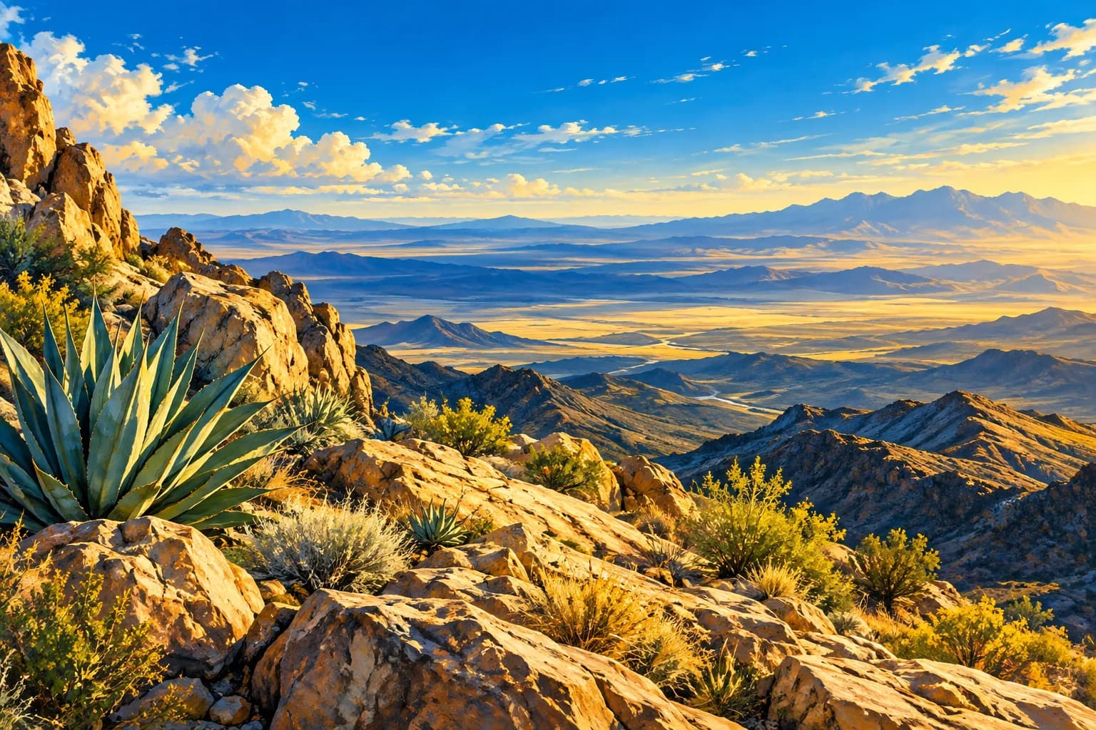 AI-generated desert landscape illustration for the MacDonald Highlands guide; not an actual community photograph.