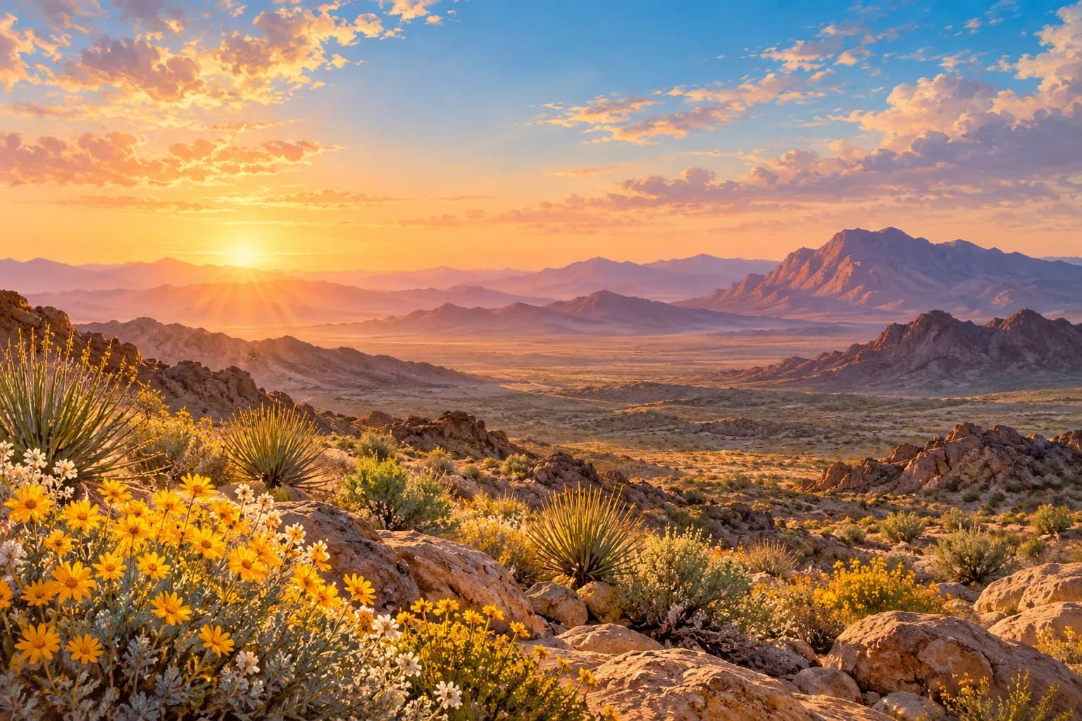 AI-generated desert landscape illustration for the Sun City Anthem guide; not an actual community photograph.