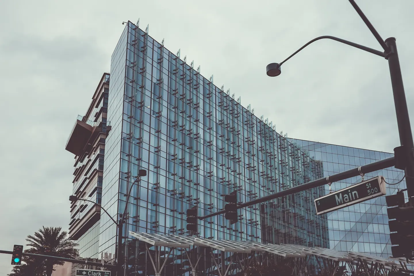 Glass architecture at Main Street and Clark Avenue in Downtown Las Vegas